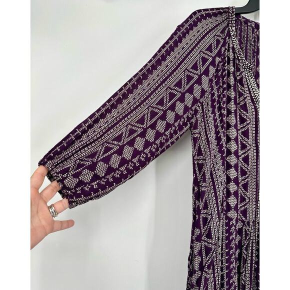 Velvet By Spencer Graham Geraldine African Print Peasant Dress Size S Fine Wine - Picture 5 of 9